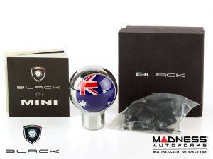 MINI Cooper Gear Shift Knob - Chrome w/ Australian Flag Design
